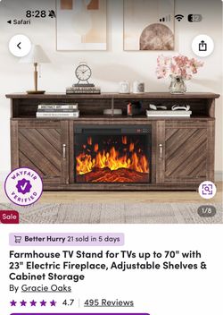 TV table with fireplace
