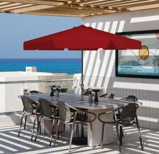 Brand New 11 FOOT HEAVY DUTY RED PATIO UMBRELLA CANOPY WATERPROOF & UV PROOF VERY STURDY BNIB NEVER USED