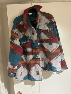 Southwestern Aztec Print Shacket Jacket