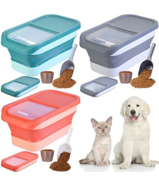 Ziliny 3 Pcs Collapsible Dog Food Storage Container 13 lb Pet Food Storage Container with Sliding Lids Large Folding Dry Food Storage for Cat/Dog with