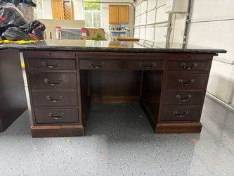 Executive Desk for sale, credenza, granite tops, and Chair