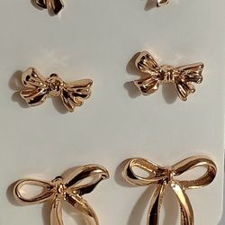 3 Pairs Of Bow Earrings 