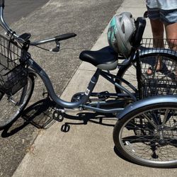 Schwinn Meridian Adult Tricycle 26" Single Speed 3 Wheel Cargo Basket Blue 