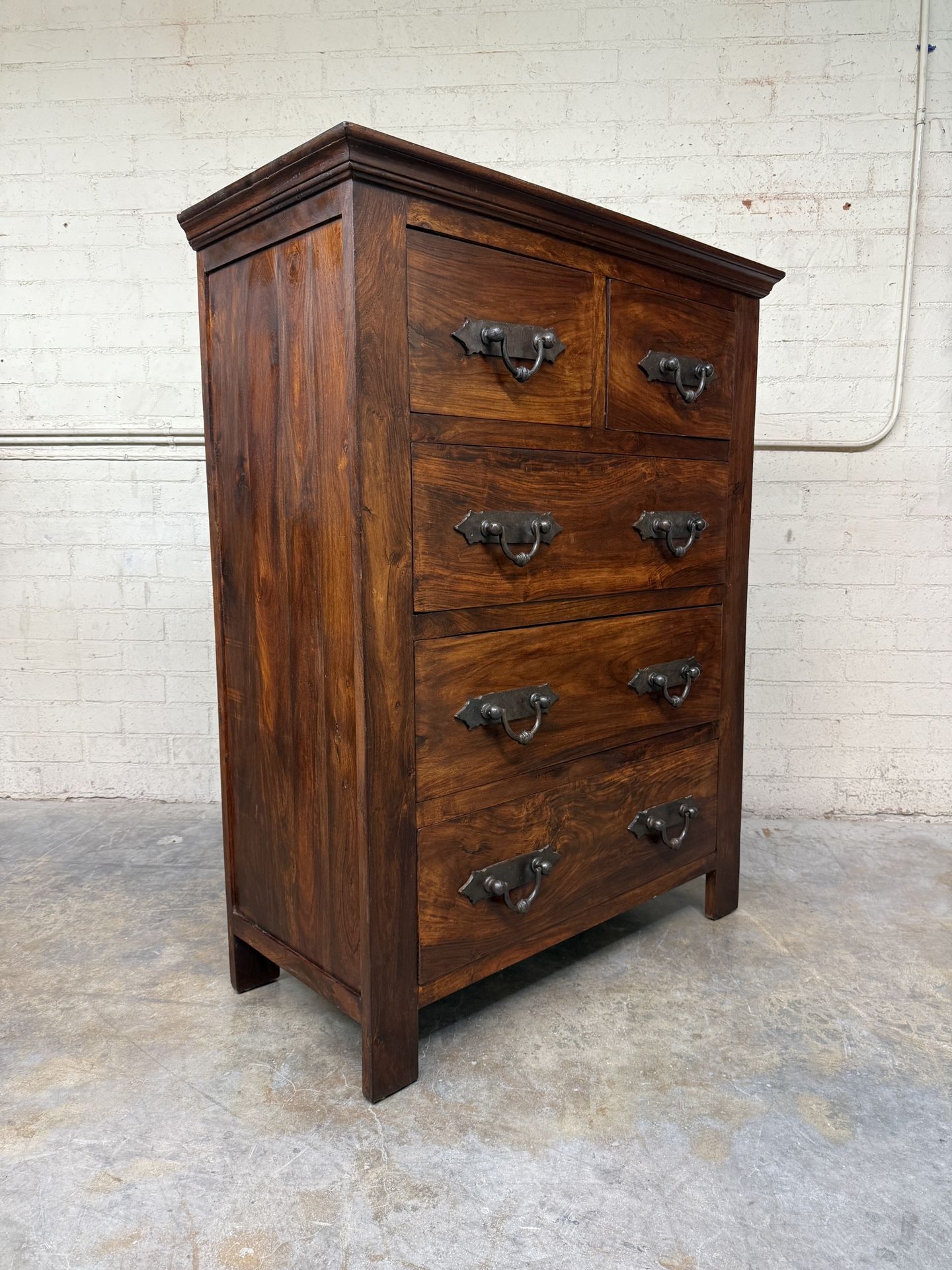Delivery is available vintage custom rustic natural solid wood chest Dresser with 5 storage drawers$970 OBO!