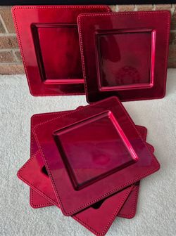 Red Square Charger Plates Set