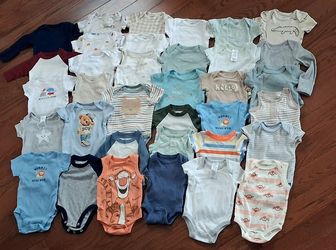 Baby Onesies new and one time used with Excellent condition like new  size 0-3 Months baby boy 35 Onesies  unused  used  bandle only $35 sale