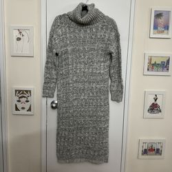 ASOS Cozy Gray Turtleneck Knit Sweater Dress Midi XS
