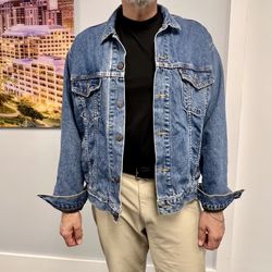 VTG 90’s Levi’s Jacket Men’s Large Denim Flannel Lined Trucker Made In USA