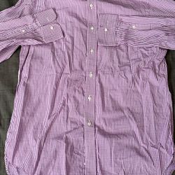 Sid Mashburn Men’s Button Up Shirt Purple Plaid Like New Condition