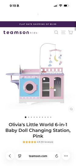 Teamson Kids Olivia's Little World 6-in-1 Baby Doll Changing Station, Pink Toys