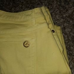 Michael Kors Izzy Cropped Skinny Jeans Size 10 Yellow