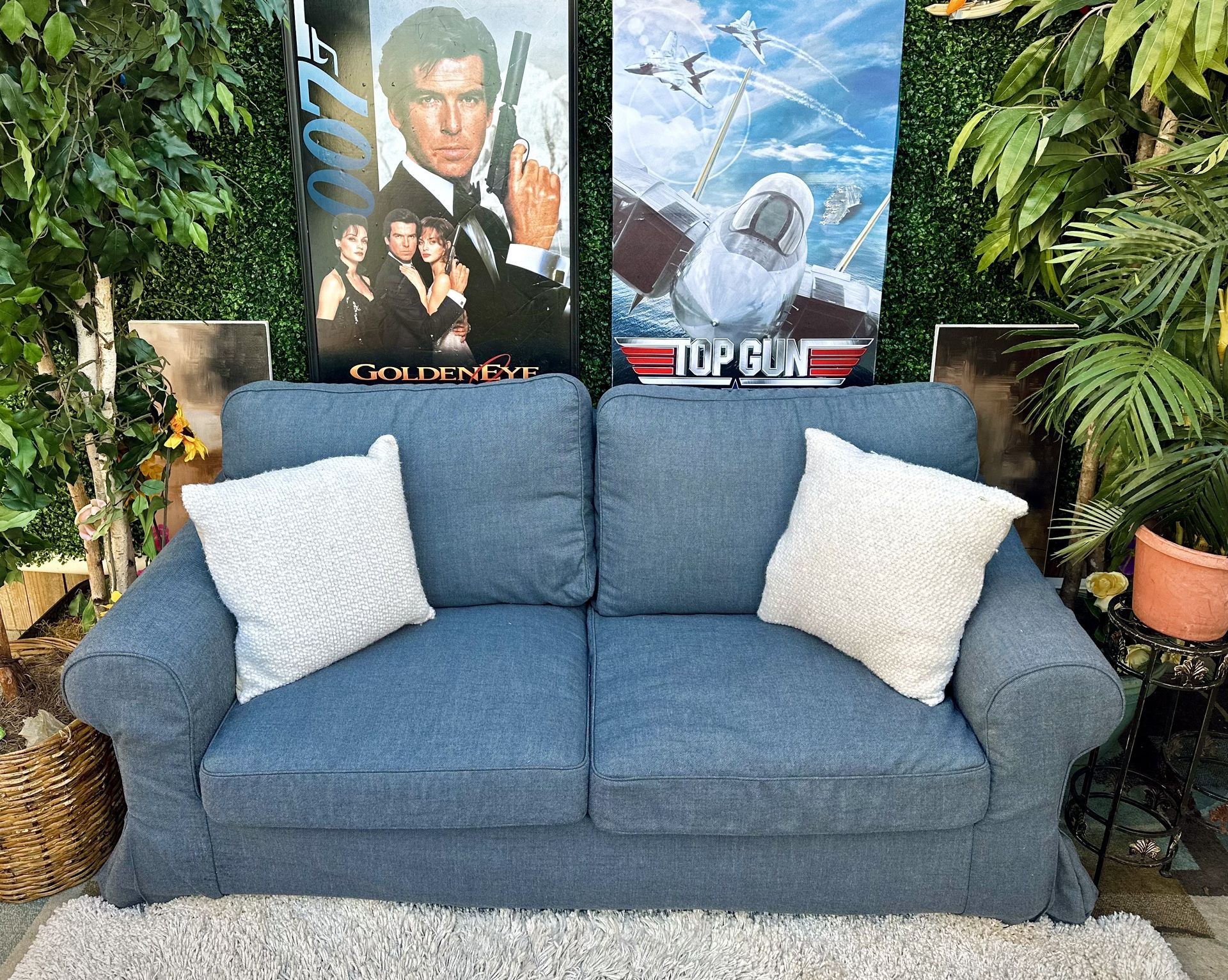 (Free Delivery) Bluish Gray Ikea Ektorp Slipcover Loveseat