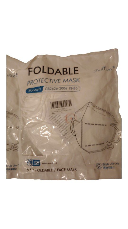 White Foldable Five Ply Face Mask 2-pack