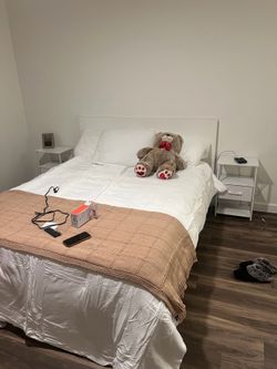Bed frame, Mattress, and night stands