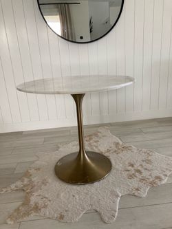 Leilani White Marble Top and Gold Tulip Dining Table - World Market