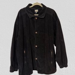 Vtg Tommy Bahama Men’s Black Cotton Heavy Corduroy Coat, Sz L