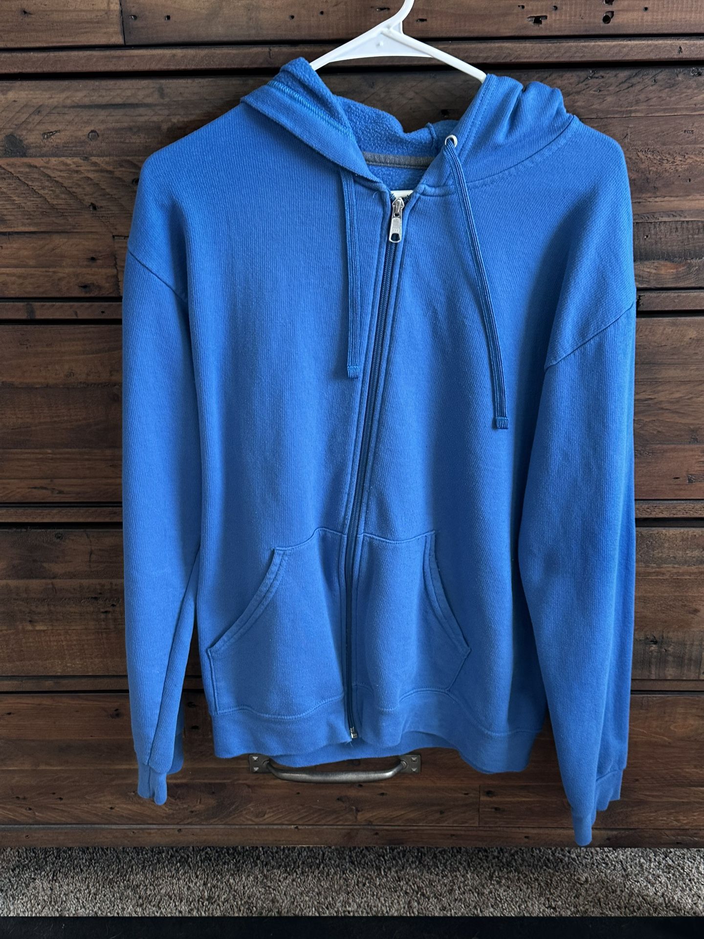 Blue Cotton Zip Up Jacket