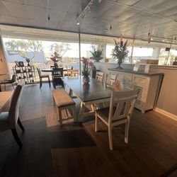 Beige/Grey 6PC Dining Table Set