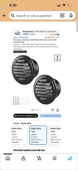 3inch-2pcs Stainless Steel Round Air Vents Cover with Mesh for wall