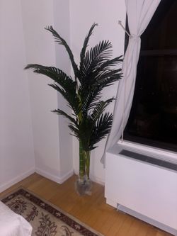 Nearly Natural 6.5ft Artificial Golden Cane Palm Tree, Lifelike Silk Indoor Palm With Three Textured Trunks Flexible Fronds Nursery Planter, Low Maint