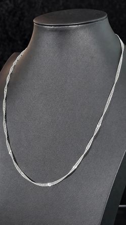 3mm Twisted Sterling Silver Cuban Link Necklace, 20 Inch Italian Curb Chain