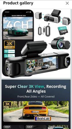 Front, side and back car dash cam