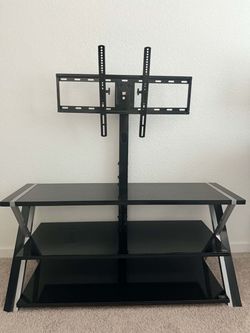 TV Stand with Built-In TV Mount & Glass Shelves