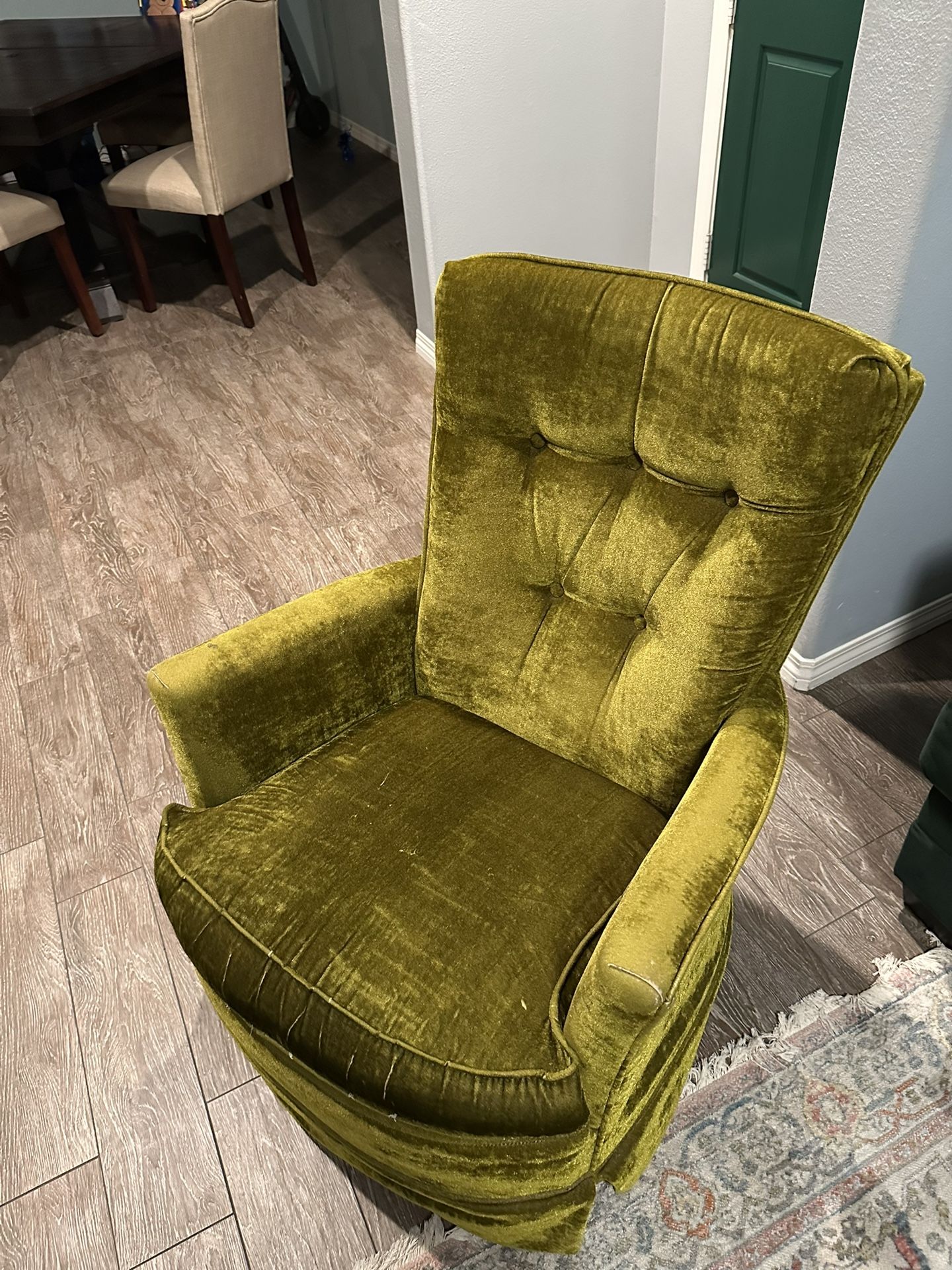 Vintage Upholstered Swivel Rocker