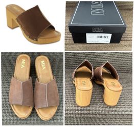 women’s MIA shoes Merel Studded Block Heel Mule Sandals 7 M