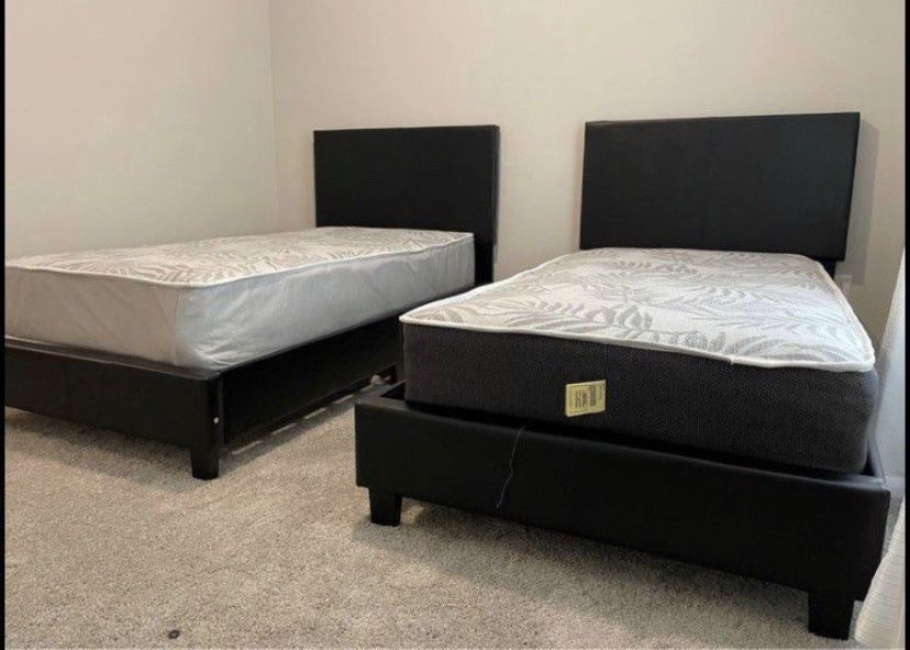 2 Twin Size Bed Frames With Mattresses $480