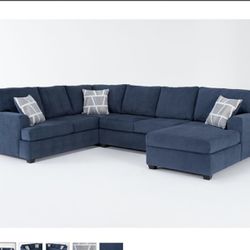 Navy Blue Sectional Clean-Smoke and Pet Free
