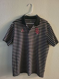 Jordan Brand Oklahoma Sooners Striped Polo Shirt LARGE