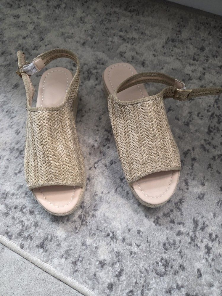 Straw Wedge Heels Size 38