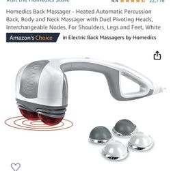 Homedics Percussion Action Plus Massager w/Heat Back Body Neck Dual Piviting Heads NEW