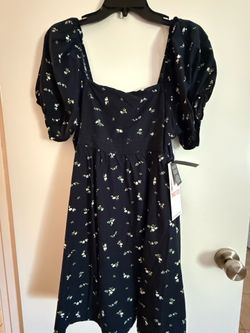 *new* navy blue with flowers girl dress