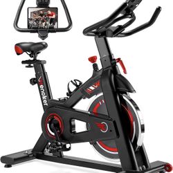 Exercise Bike, WENOKER Stationary Bike for Home, Indoor Bike with Silent Belt Drive, Heavy Flywheel, Comfortable Seat Cushion and Upgraded LCD Monitor