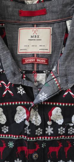 Mens MBX Christmas Holiday Button Down Shirt sz M Medium Med