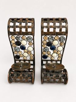 Set of 2 Decorative Metal Wall Candle Sconces