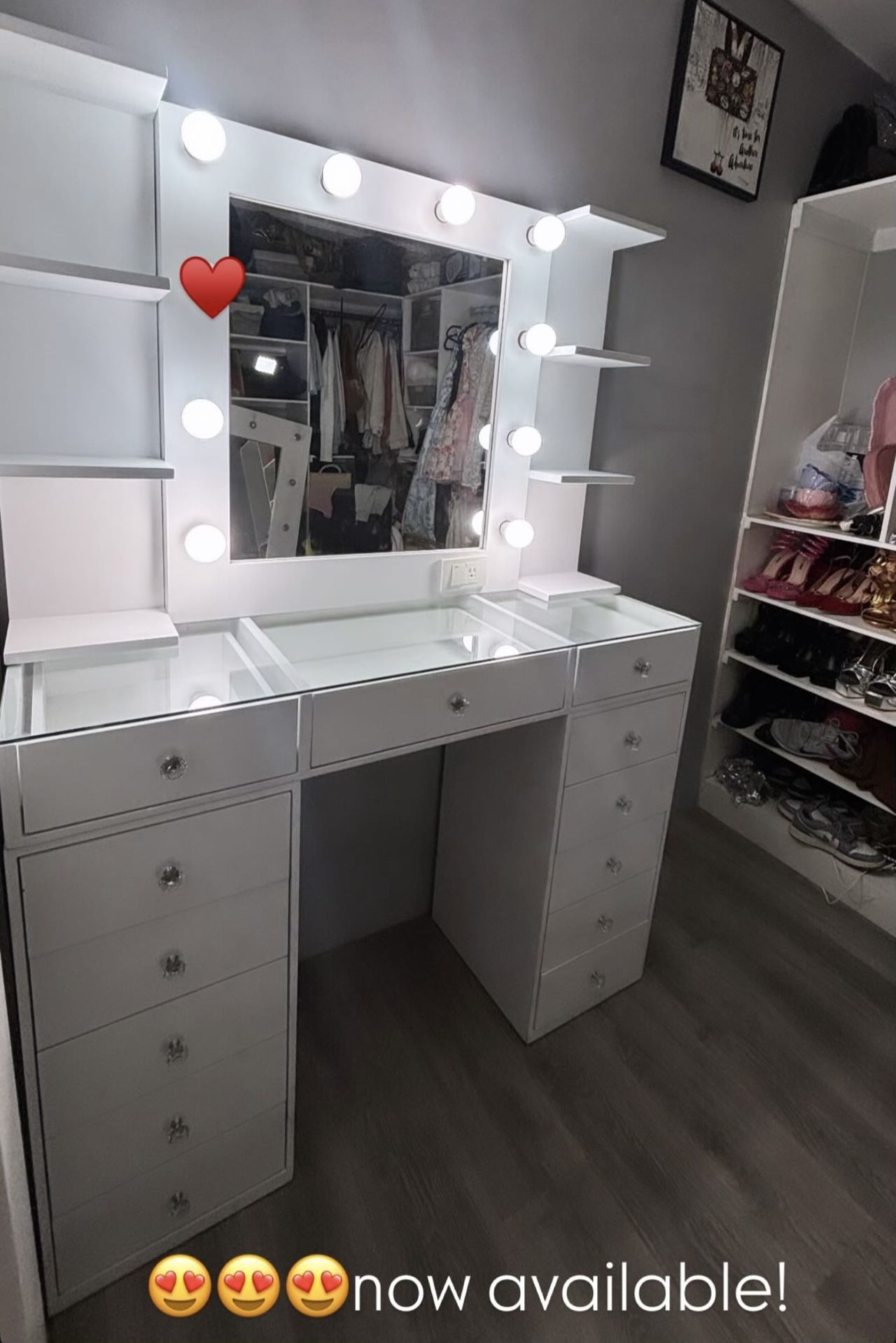 All Glass Top Desk With Mirror