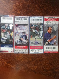 TENNESSEE TITANS TICKET STUBS Lot of4 from 2002-2010McNairGeorge vs ManningFavre
