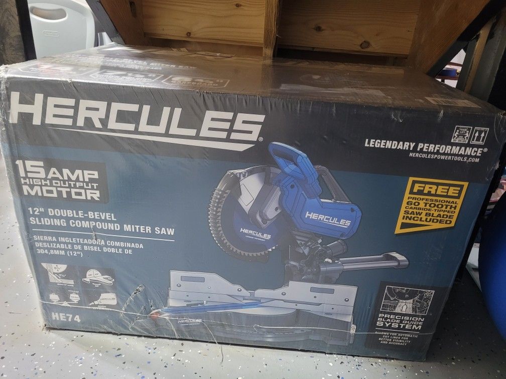 HERCULES 12" Dual-Bevel Sliding Compound Miter Saw/Professional, LED Precision Guide– Brand New, Never Used