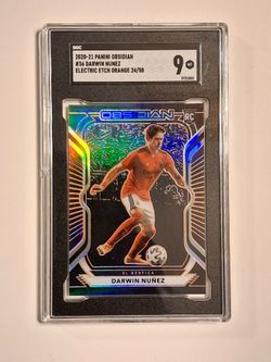 2020 Panini Obsidian Electric Etch Orange Darwin Nunez ROOKIE /50 #36 SGC 9 MINT