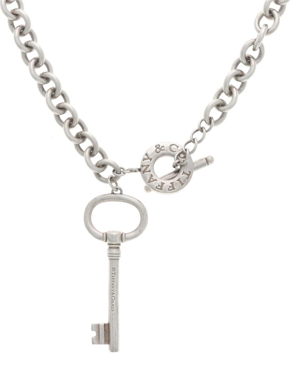 Sterling silver Tiffany & Co chain necklace w/pendant and toggle clasp