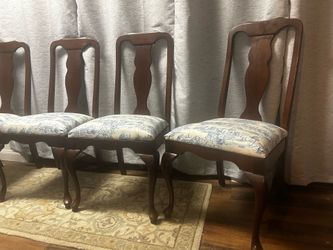 4 Harden Dining Chairs with Blue Toile
