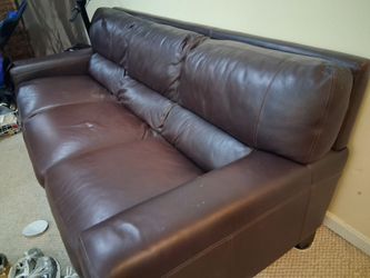 Brown Genuine Leather Couch