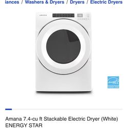 Amana 4.3-cu ft And  7.4-cu ft High Efficiency Stackable Front-Load Washer & Dryer