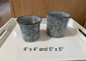 Blue Textured Ceramic Planters - set of two