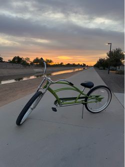 green Micargi Bronco Pro 26" Stretch Beach Cruiser Bike.