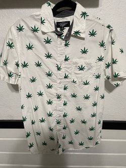 Eight White Button-Up Shirt Leaf Print, Mary Jane