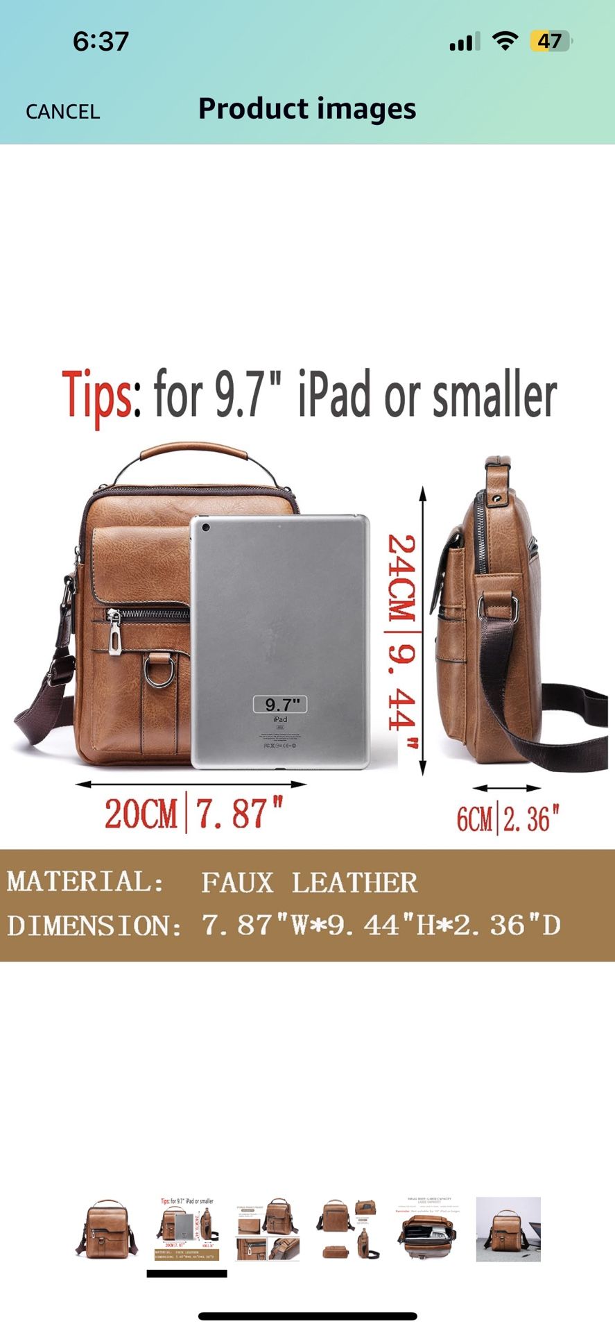 WEIXIER Small Shoulder Bag for Men Leather Crossbody Man Purse Handbag  Satchel Messenger Travel Bags for iPad 9.7 Work Office Business Brown NEW  for Sale in Des Plaines, IL - OfferUp